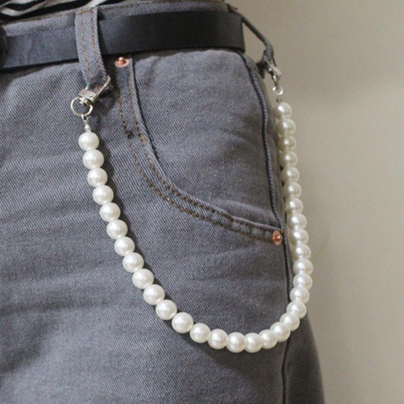 Jewelry personality geometric U-shaped body chain imitation pearl fashion simple men and women waist chain pants chain