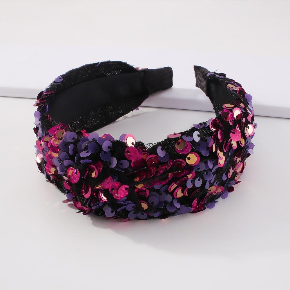 F3727 Jewelry Personality Super Shiny Sequin Headband Fabric Art Fashion Stage Catwalk Temperament Hair Accessories