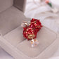 Fashion rose double-sided zircon earrings popular flower double-sided wearable earrings jewelry