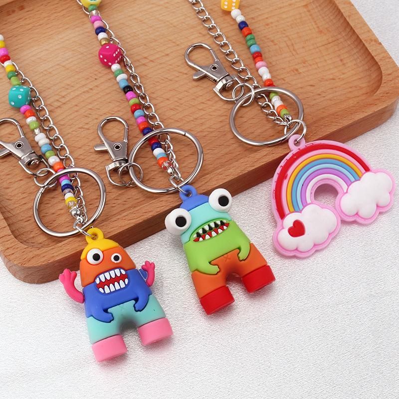 Double-layer pants chain rice bead chain trend rainbow monster pendant fashion street shooting color body chain