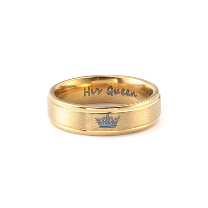 Fashion stainless steel ring herKinghisQueen king and queen couple ring jewelry