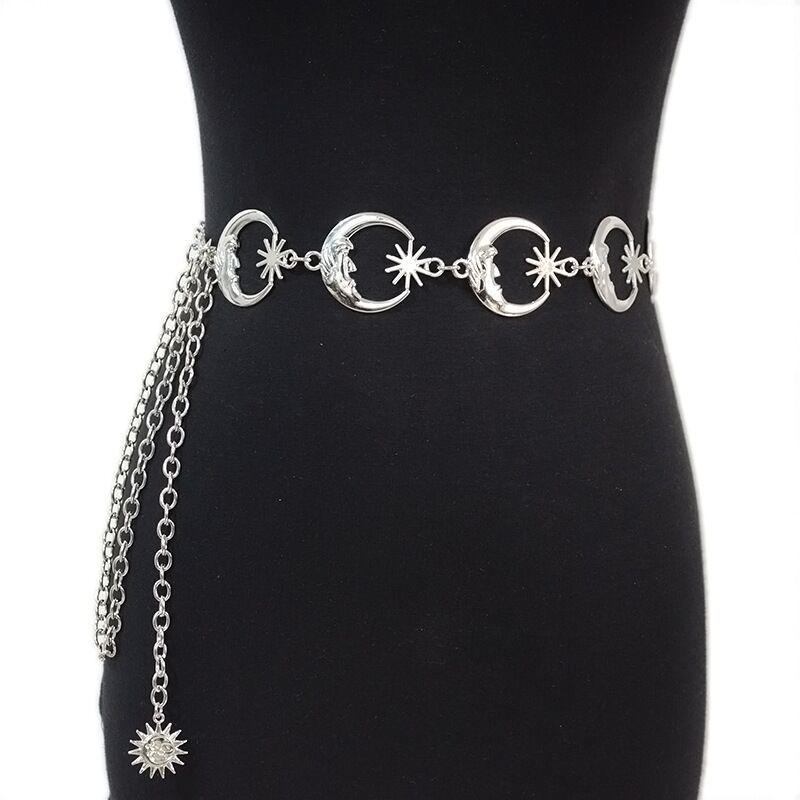 Moon metal waist chain women's sun decoration with dress ins trend simple and versatile chain waist accessories