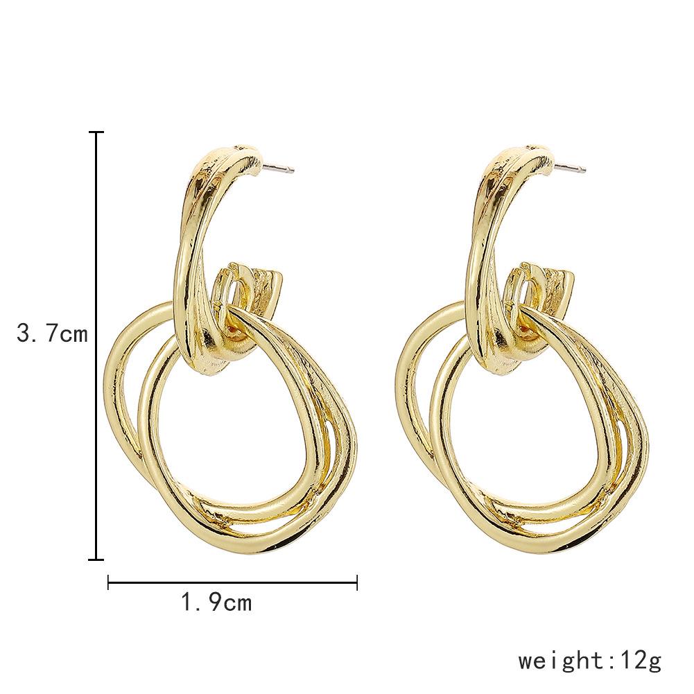 Jewelry fashion C-shaped simple earrings creative temperament double circle trendy lady earrings