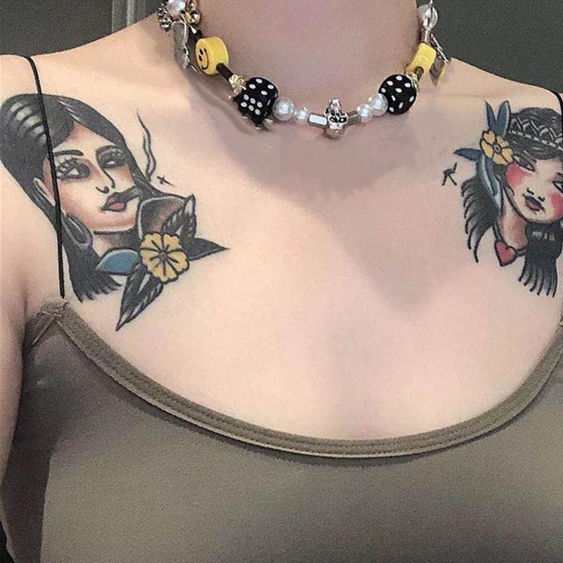 Pearl Smiley Clavicle Chain Hip Hop Necklace Accessories Jewelry