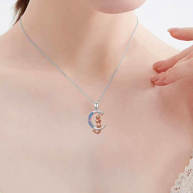 Jewelry Mermaid Pendant Necklace Female Niche Design Sense Star Moon Clavicle Chain Jewelry