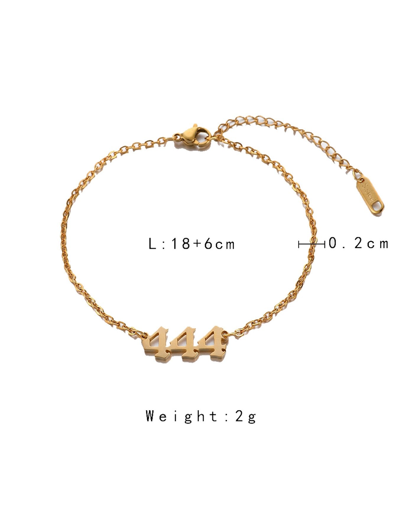 Explosive style light luxury fashion high-end hollow stainless steel lock golden angel number 444 bracelet