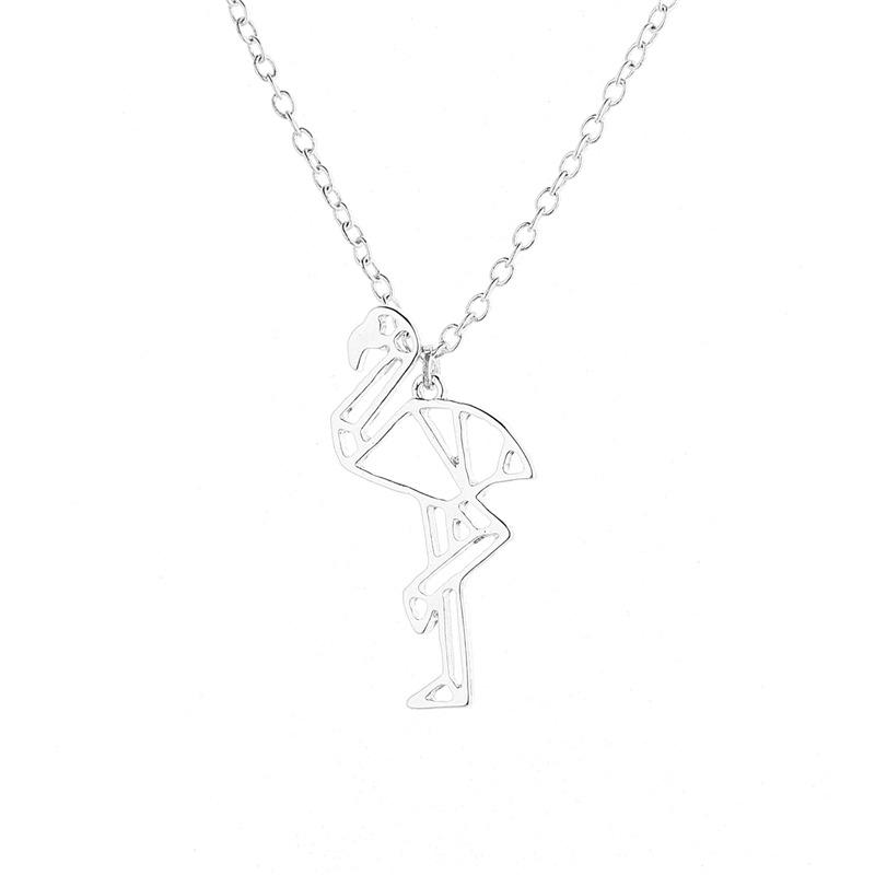 Hollow Flamingo Pendant Necklace Female Personality Animal Red Crowned Crane Clavicle Chain Jewelry