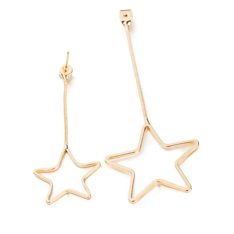 Ins hollow out five-pointed star earrings fashion temperament personality design asymmetrical earrings earrings net red earrings