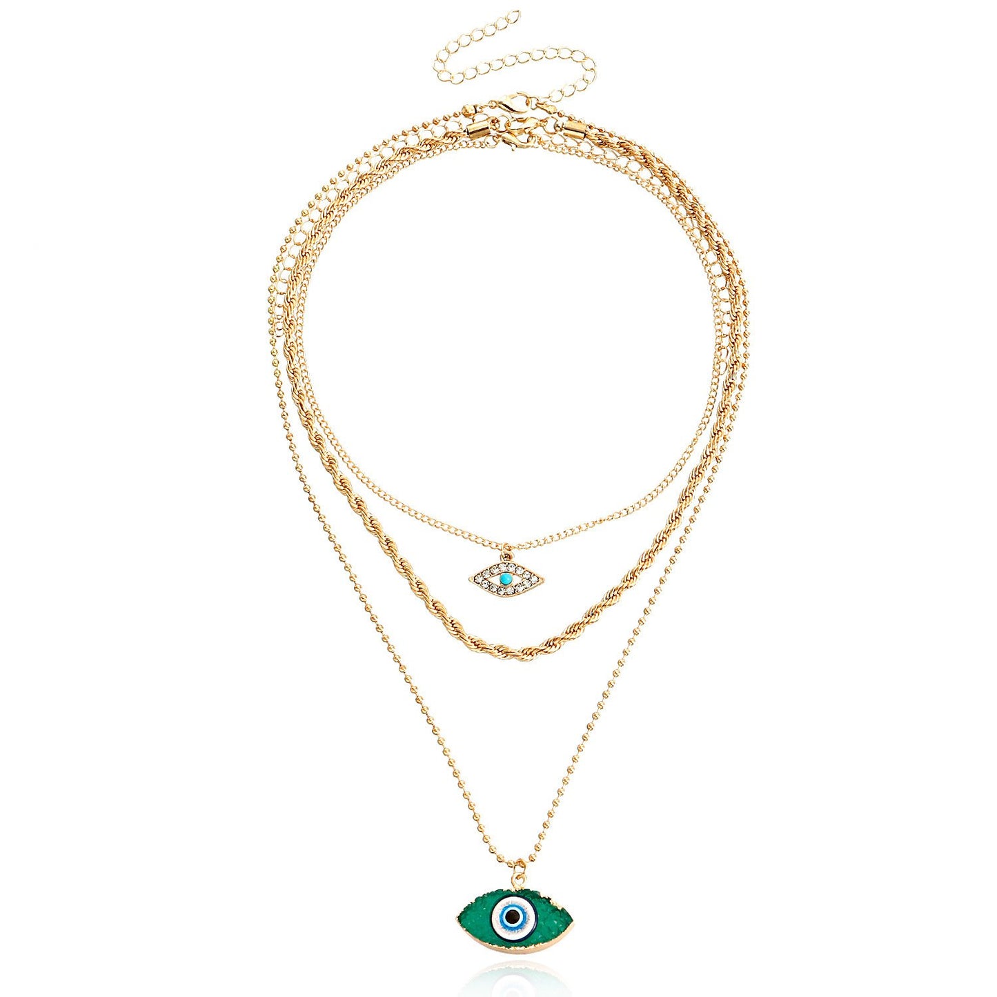 Explosive style fashion creative niche necklace devil's eye hip-hop twist chain choker stacked necklace female