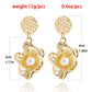 Jewelry golden fold petals inlaid pearl shell pendant earrings women's high sense earrings accessories