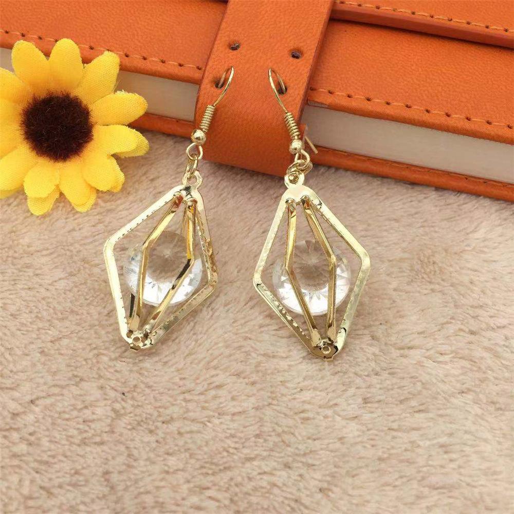 Baroque hexagonal cone zircon earrings female geometric earrings