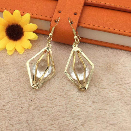 Baroque hexagonal cone zircon earrings female geometric earrings