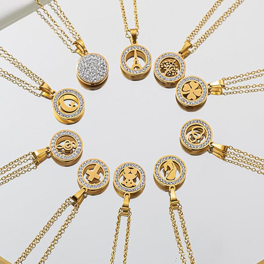 Kuaishou live broadcast fashion inlaid zircon four-leaf clover necklace femininity girls high sense creative simplicity