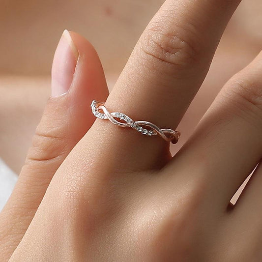 Diamond twist ring female fashion temperament diamond twisted geometric index finger ring ins net red ring