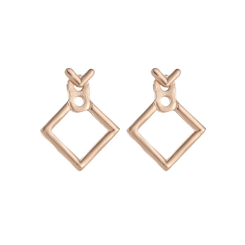 Jewelry Fashion Personality Versatile Earrings Minimalist Geometric Hollow Diamond Square Stud Earrings