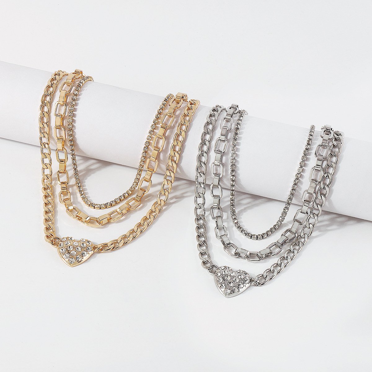N1796 retro niche necklace stacked multi-layer claw chain love necklace chain exaggerated punk necklace