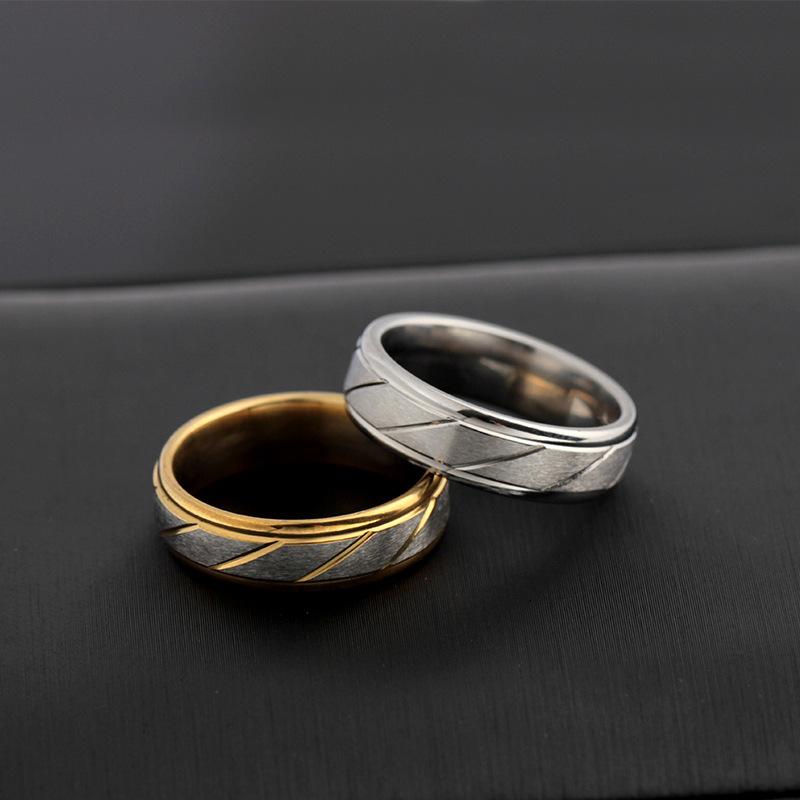 Jewelry stainless steel ring fashion simple couple striped titanium steel ring