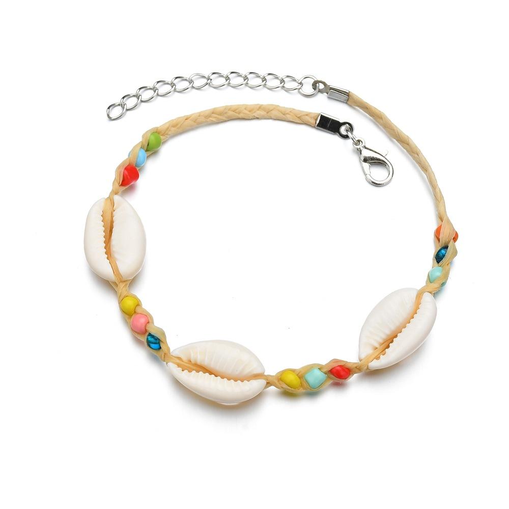 Accessories Bohemian Ethnic Mixed Color Rice Bead Bracelet Female Shell Anklet