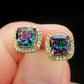 Jewelry Temperament Women's Color Diamond Earrings Fashion Niche Four-claw Stud Earrings Jewelry