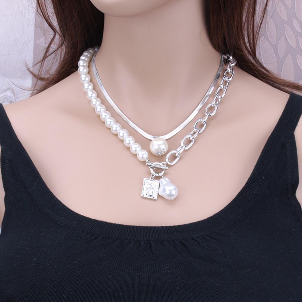 Jewelry Retro Baroque Jane Necklace Alloy Portrait Square Card Pendant Double Sweater Chain Two-piece Set