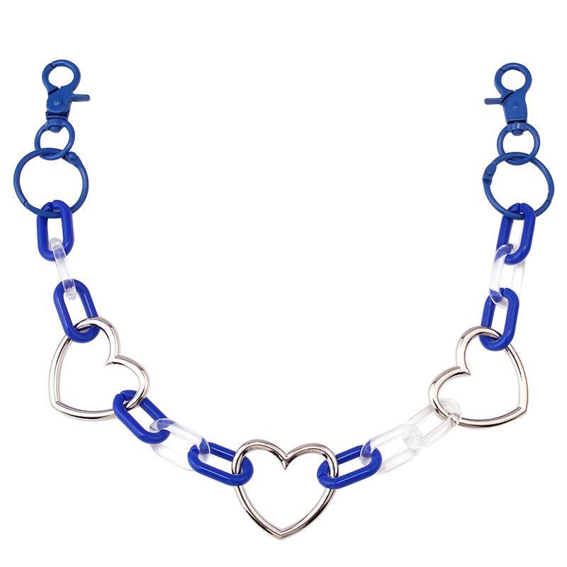 Retro Hip Hop Fashion Heart Acrylic Chain Versatile Ring Keychain Pants Chain