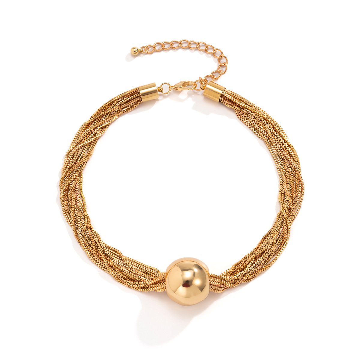Jewelry exaggerated large cylinder pendant clavicle necklace hip-hop trend metal multi-layer chain necklace