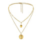 Fashion personality double love stainless steel gold coin star pendant titanium steel heart-shaped necklace for women