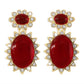 E116 Medieval court elegant gemstone earrings resin rhinestone double-layer personality niche earrings for women