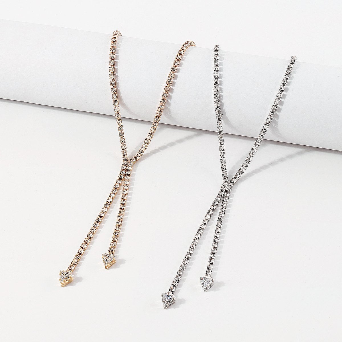 N1823 geometric long rhinestone necklace claw chain light luxury sexy niche tassel necklace for women