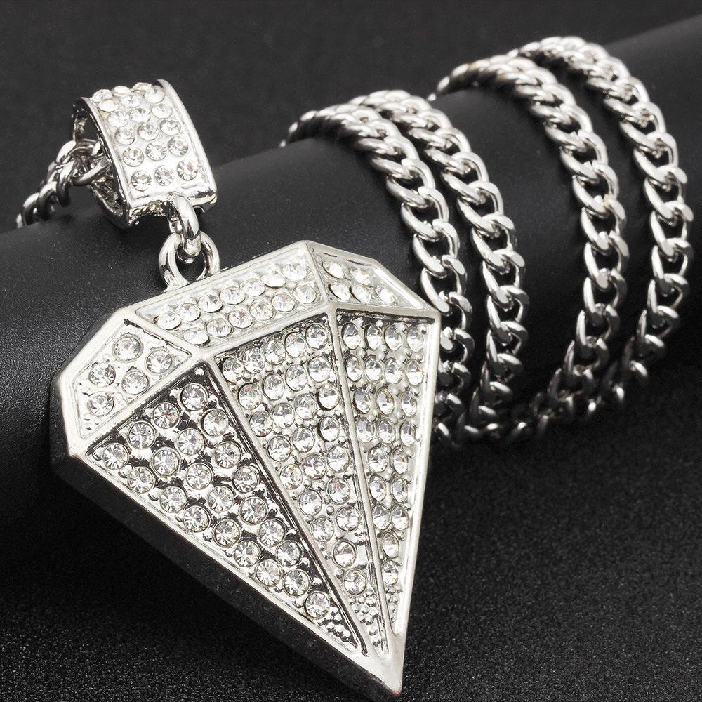 Fashion creative full diamond pendant diamond hiphop hip hop necklace electroplating jewelry