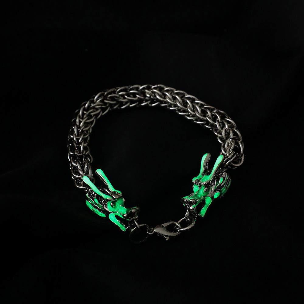 Explosive fashion punk silver men's luminous dragon fighting bracelet bracelet jewelry jewelry