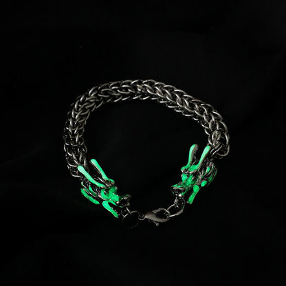 Explosive fashion punk silver men's luminous dragon fighting bracelet bracelet jewelry jewelry