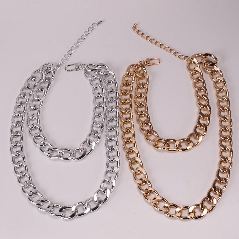 Creative Jewelry Fashion Punk Hip Hop Double Thick Chain Trendy Men's and Women's Necklace Exaggerated Aluminum Chain Necklace