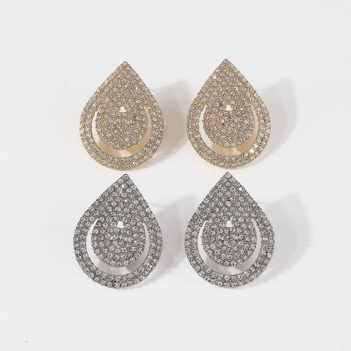 E1916 Jewelry Water Drop Shape Full Diamond Small Fragrance Personalized Earrings Creative Smile Face Hollow Earrings