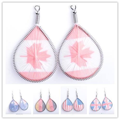Creative national flag pattern silk thread earrings exaggerated fashion earrings famous ethnic jewelry