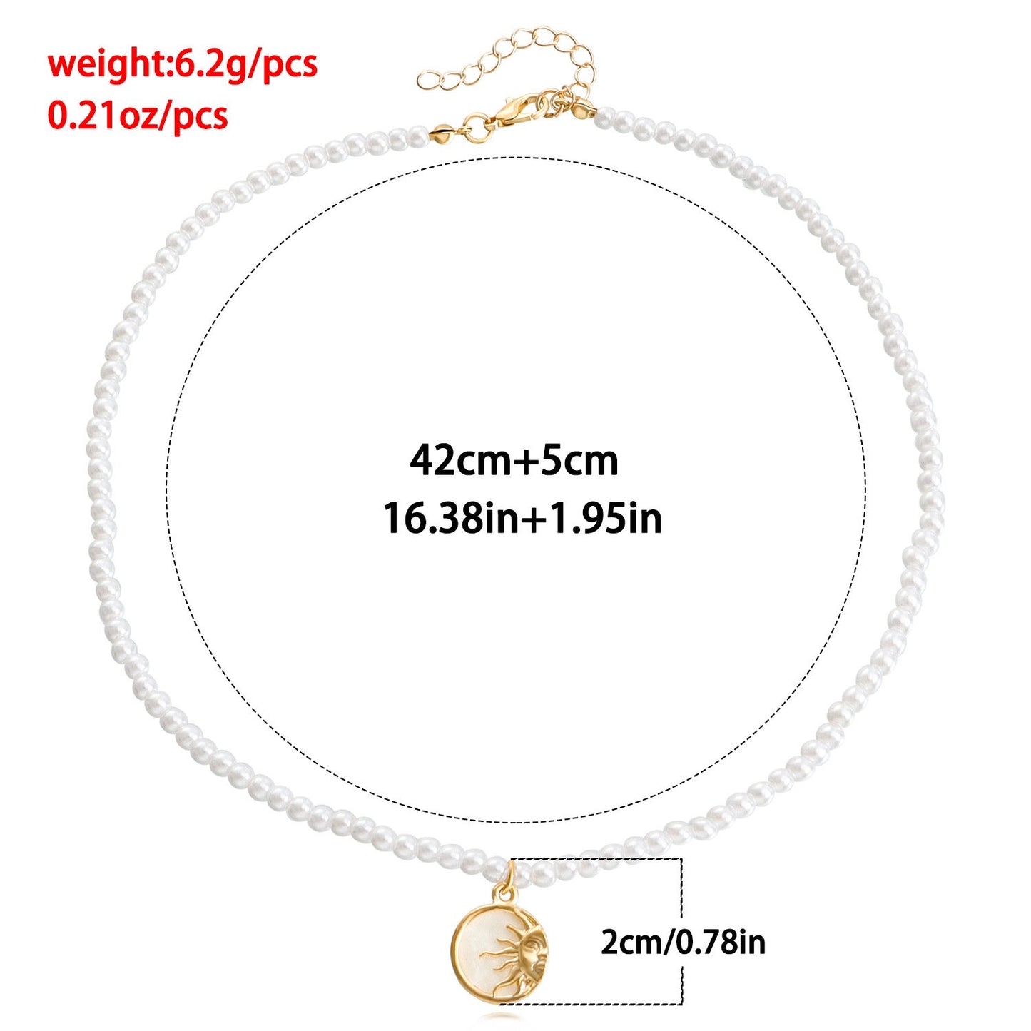 Jewelry Personality Semicircle Sun Small Pearl Necklace Sweater Chain Female Niche Advanced Design Sense Necklace