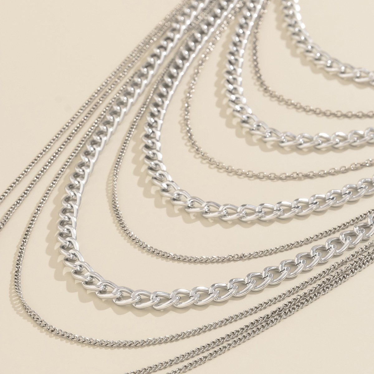 Jewelry Fashion Simple Metal Chain Tassel Shoulder Chain Personality Street Shot Geometric Body Necklace