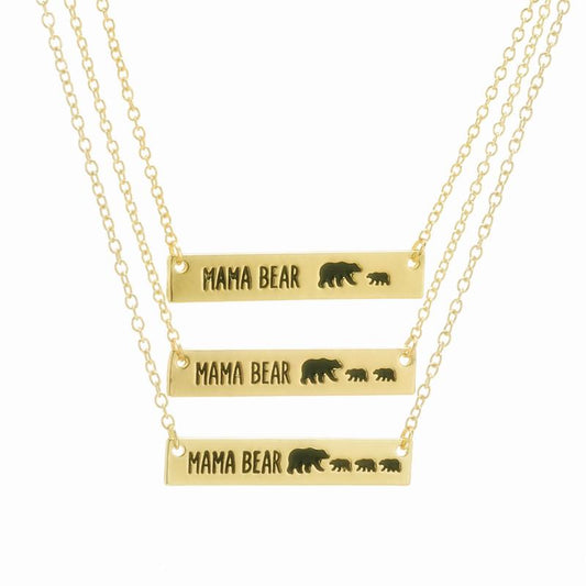 Explosive Mother's Day Gift Simple Fashion Mother Bear Pendant Necklace Alloy Gold and Silver Two Colors