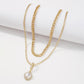 N876 Double Layered Necklace Women's Exaggerated Retro Personality Micro-inlaid Necklace Small Fresh Fashion Necklace