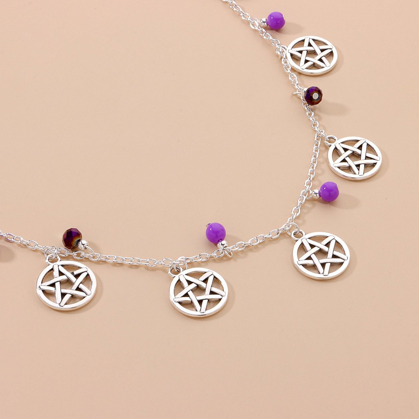 Multi-layer Ladies Chain Hair Band Headband Alloy Pentagram Crystal Headdress Necklace Dual Purpose