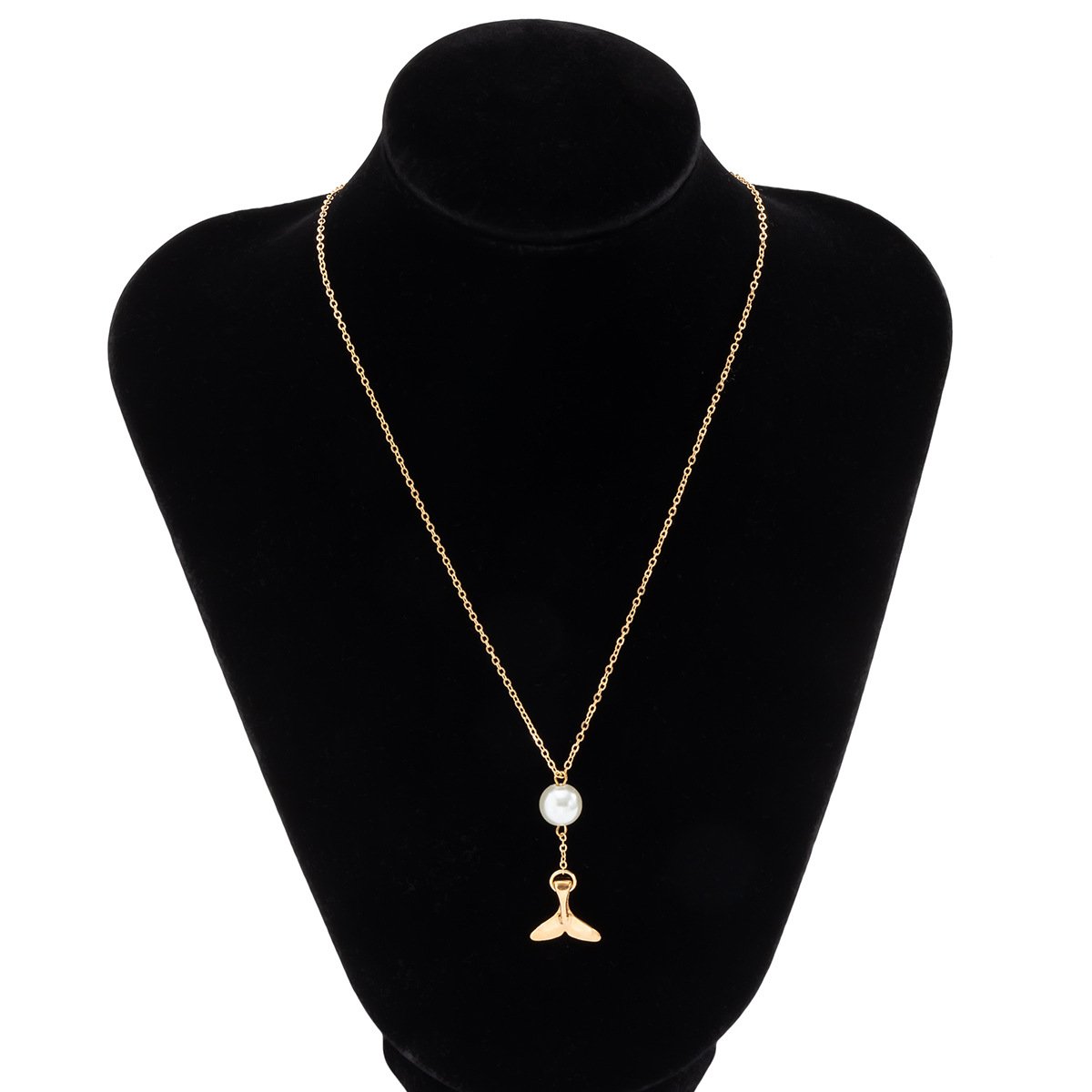 Jewelry simple and cold pearl fishtail necklace female niche all-match thin chain collarbone necklace