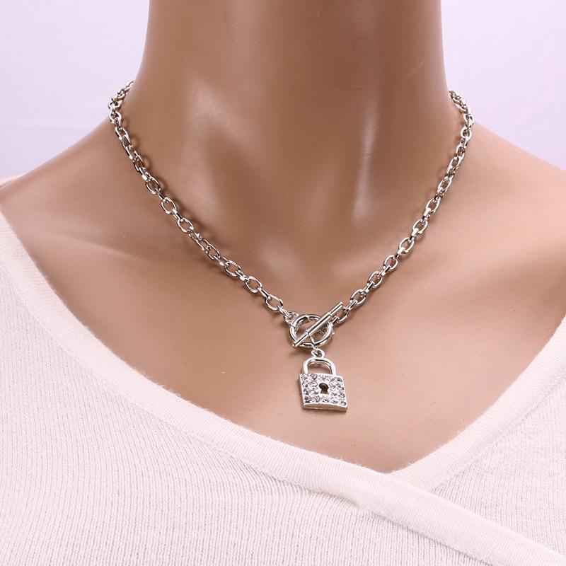 Exaggerated Jewelry Padlock Heart Creative Pendant Simple Fashion Necklace Personality Necklace Accessories
