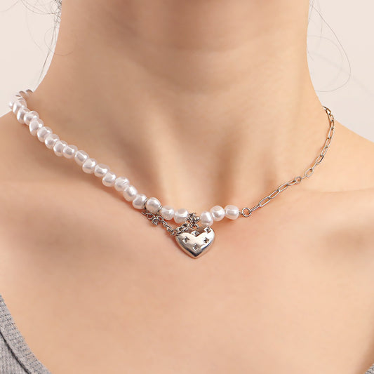 Jewelry fashion love imitation pearl beaded necklace female hot girl ins high sense choker