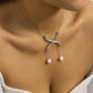 Jewelry Niche Design Pearl Tassel Necklace Female Simple Metal Semicircle Pendant Necklace
