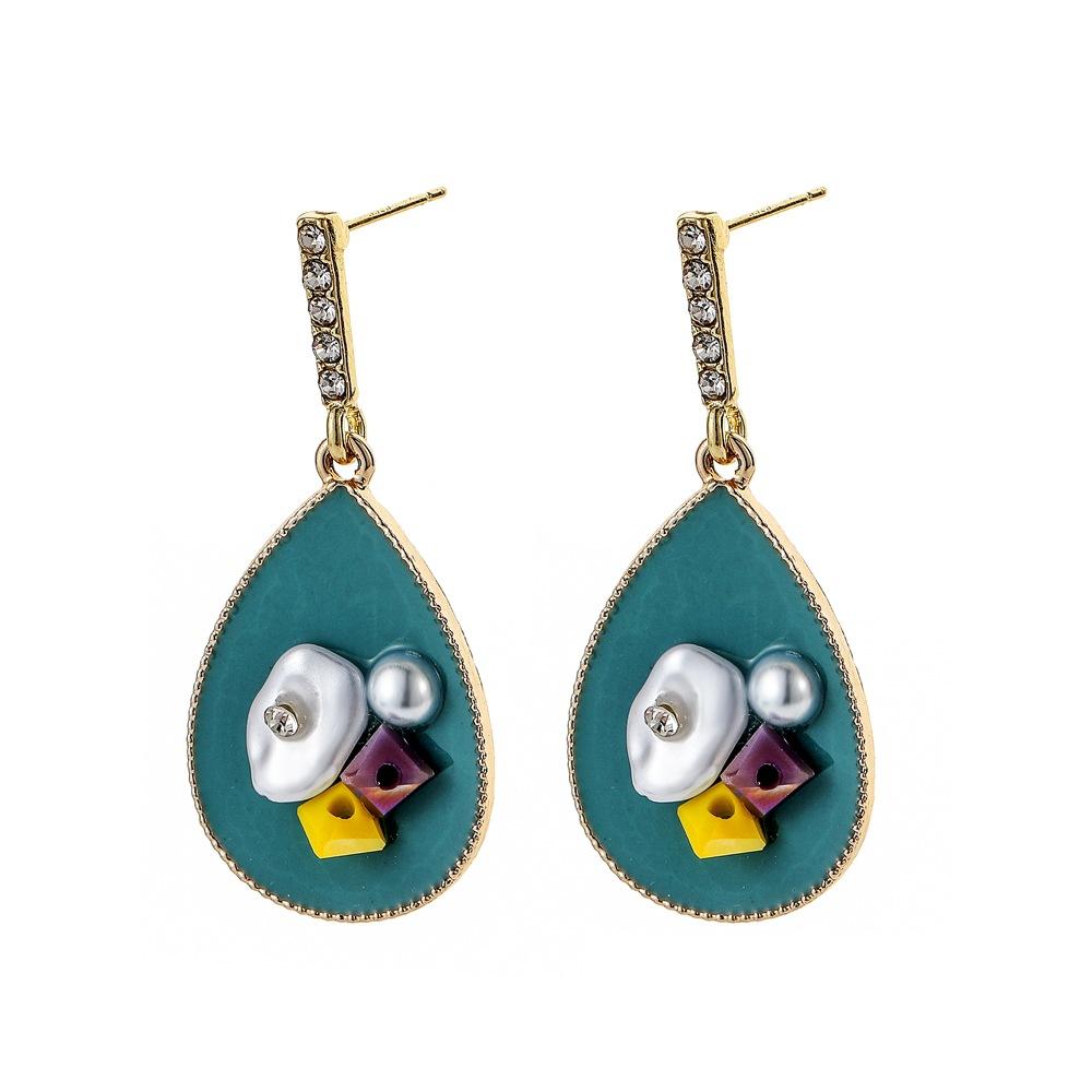 Jewelry temperament drop-shaped blue special-shaped pearl original stone earrings temperament gravel diamond earrings female
