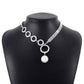 N1597 Light luxury niche fashion collarbone necklace imitation pearl circle claw chain full of diamond personality necklace