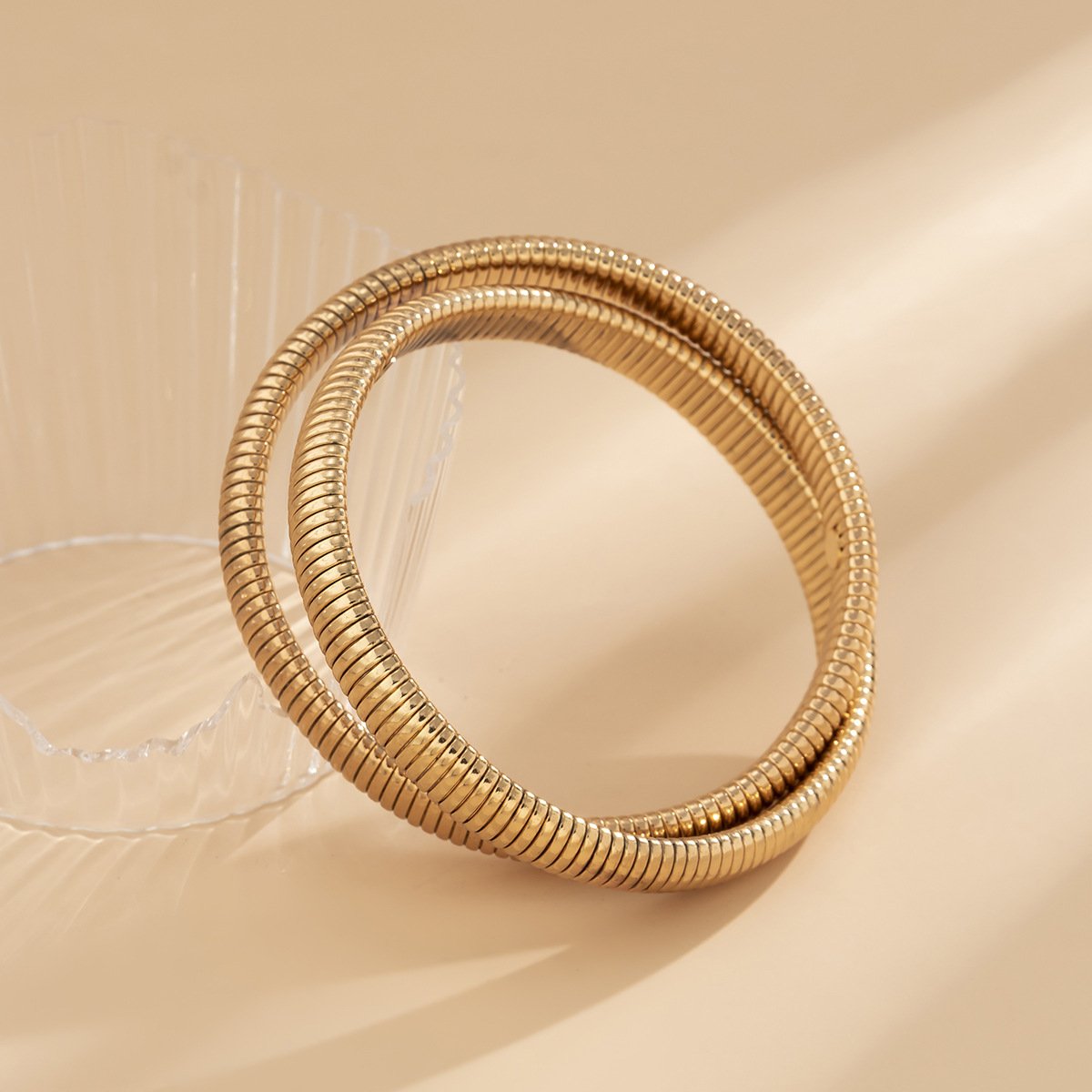 Jewelry Simple Punk Metal Spiral Bracelet Personality Hip Hop Trendy People Ring Bracelet Female