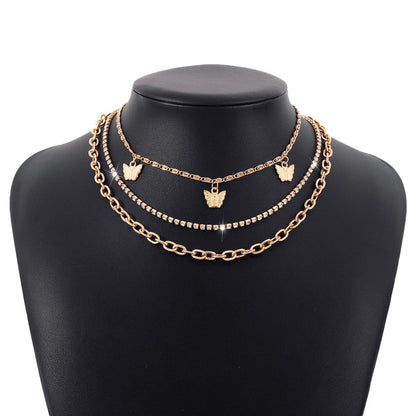 N151 Niche clavicle necklace butterfly claw chain sweet necklace stacked popular street shooting necklace