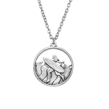 Pop Jewelry Sports Circle Surf Necklace Pendant