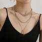Jewelry Aluminum Alloy Thick Chain Key Hemp Rope Lock Necklace Ladies Versatile Multilayer Geometric Necklace